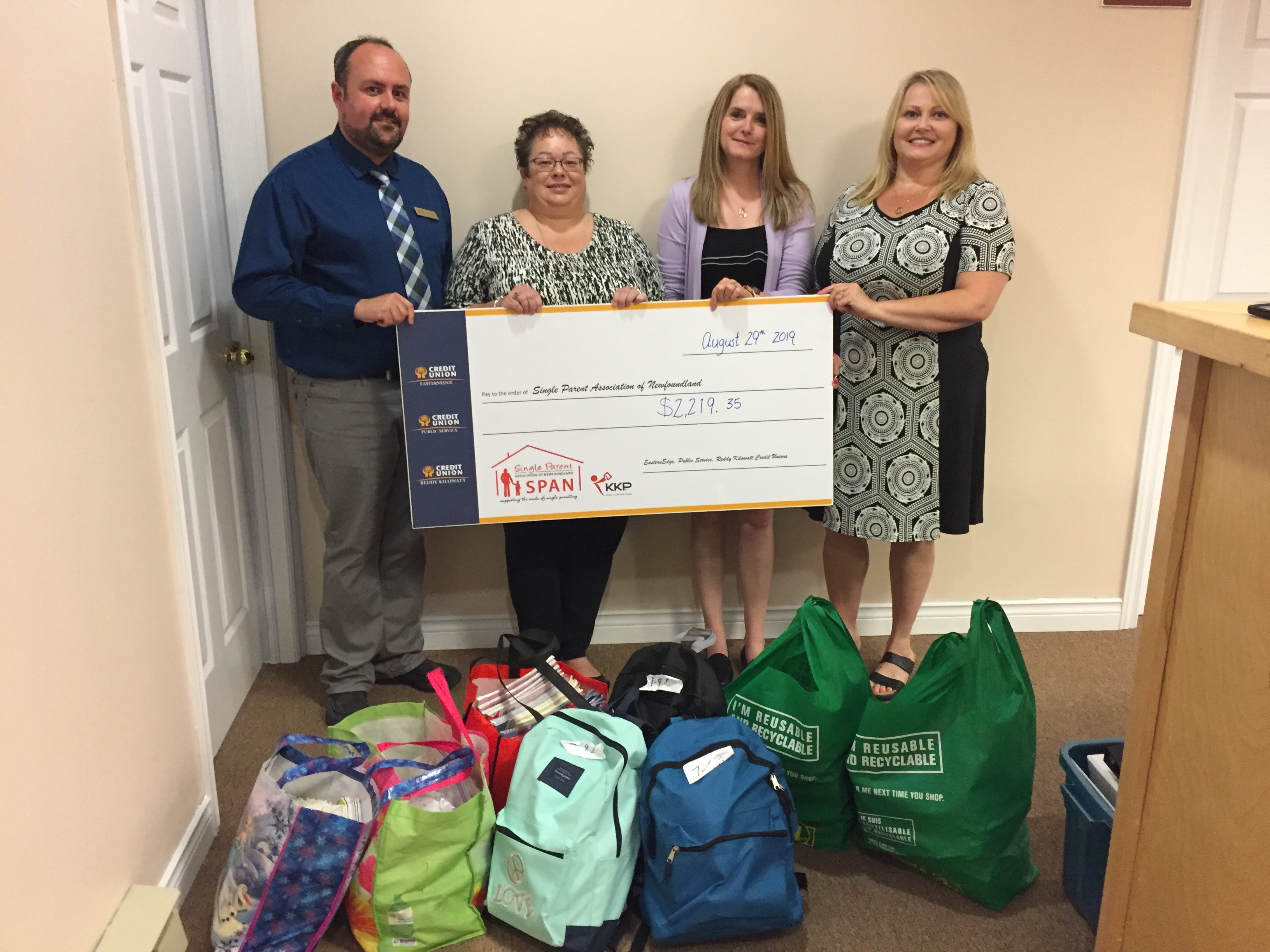 Public Service Credit Union along with Eastern Edge Credit Union and Reddy Kilowatt Credit Union help support Kids Back to School by raising $2,219 as well as school supplies. Many thanks to all three CUs and its members for their support.